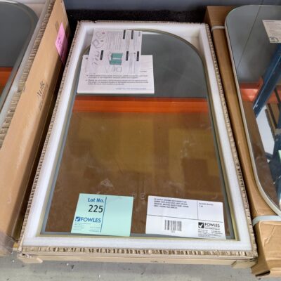 EX DISPLAY DESIGNER ARCH BACKLIT LED MIRROR WITH ADJUSTABLE LIGHT COLOUR, DEMISTER, BRUSHED BRASS FRAME, 500MM WIDE X 900MM HIGH RRP9