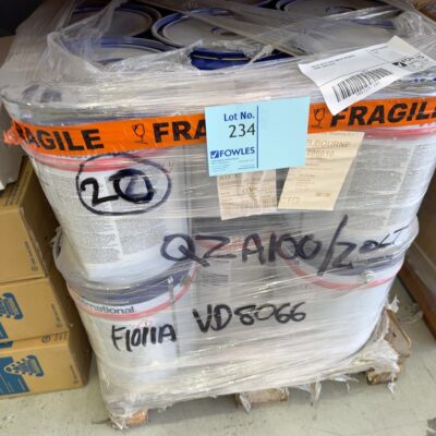 PALLET OF 20 LITRE CANS OF INTERCRYL PAINT, SOLD AS IS