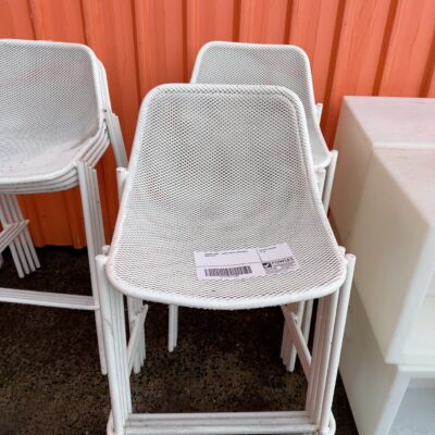 SECOND HAND - WHITE METAL BARSTOOLS, SOLD AS IS