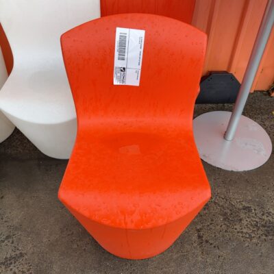 EX EVENT STAGING - ORANGE ACRYLIC CHAIR SOLD AS IS