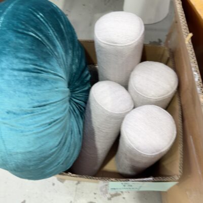 EX STAGING, BOX OF ASSORTED CUSHIONS, SOLD AS IS