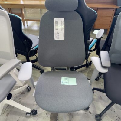 SAMPLE FURNITURE - GREY FABRIC ERGONOMIC OFFICE CHAIR, HIGH BACK WITH HEADREST, FULLY ADJUSTABLE, LUMBAR SUPPORT WEIGHT CAPACITY 130KG, RRP$299 G SAMPLE FURNITURE - GREY FABRIC ERGONOMIC OFFICE CHAIR, HIGH BACK WITH HEADREST, FULLY ADJUSTABLE, LUMBAR SUPPORT WEIGHT CAPACITY 130KG, RRP$299 G