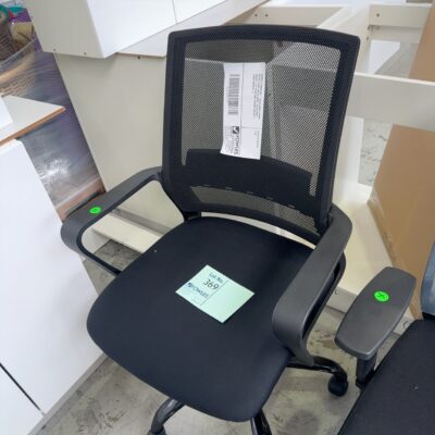 SAMPLE FURNITURE - BLACK MESH FABRIC OFFICE CHAIR, METAL BASE, ADJUSTABLE HEIGHT, TILT FUNCTION, WEIGHT CAPACITY 130KG RRP$259, S