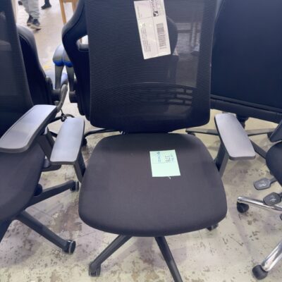 SAMPLE FURNITURE -BLACK FABRIC & MESH ERGONOMIC OFFICE CHAIR, LUMBAR SUPPORT, FULLY ADJUSTABLE, WEIGHT CAPACITY 130KG, RRP$299, U SAMPLE FURNITURE -BLACK FABRIC & MESH ERGONOMIC OFFICE CHAIR, LUMBAR SUPPORT, FULLY ADJUSTABLE, WEIGHT CAPACITY 130KG, RRP$299, U