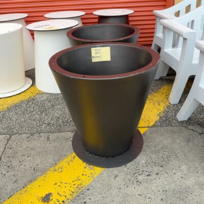 EX EVENT HIRE - LARGE BRONZE METALLIC TABLE BASE, CAN BE FLIPPED OVER TO MAKE LARGE PLANTER POT, SOLD AS IS, SOME MARKS.