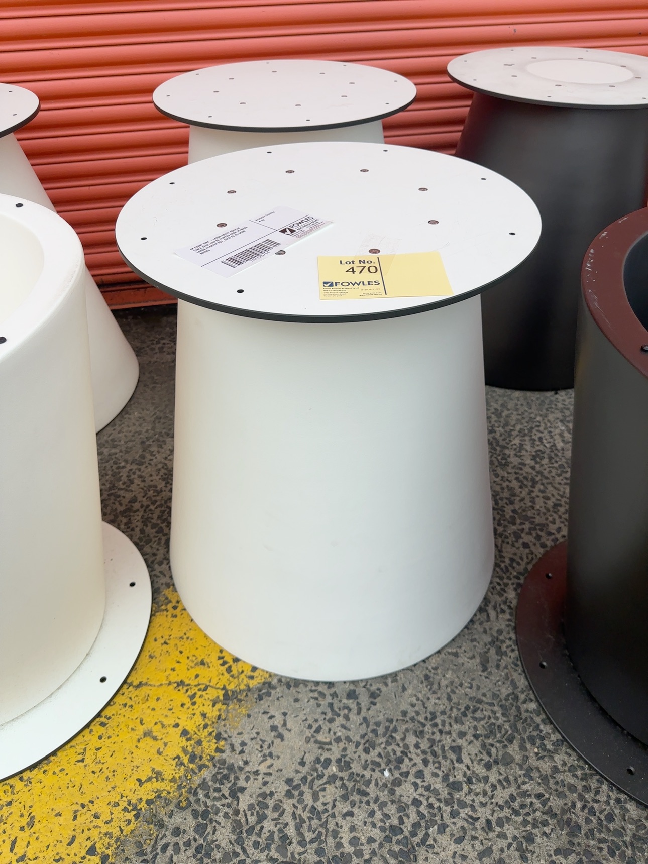 EX EVENT HIRE - LARGE WHITE ACRYLIC TABLE BASE, CAN BE FLIPPED OVER TO MAKE LARGE PLANTER POT, SOLD AS IS, SOME MARKS. EX EVENT HIRE - LARGE WHITE ACRYLIC TABLE BASE, CAN BE FLIPPED OVER TO MAKE LARGE PLANTER POT, SOLD AS IS, SOME MARKS.