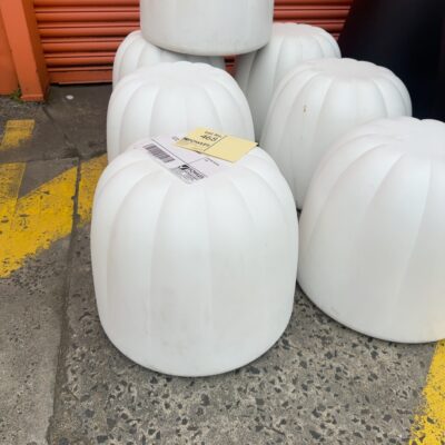 EX EVENT HIRE - WHITE CURVED OTTOMANS SOLD AS IS