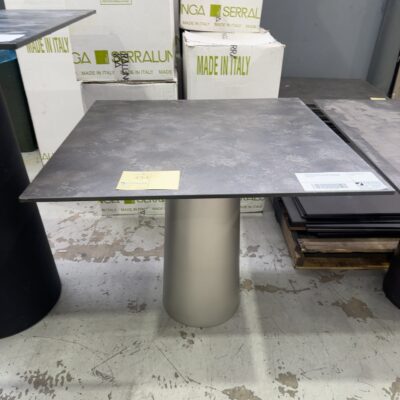 EX EVENT STAGING - CONCRETE GREY CAFE TABLE WITH PATTERNED TOP, NO SCREWS SOLD AS IS