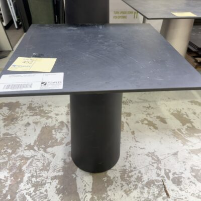 EX EVENT STAGING - BLACK SMALL CAFE TABLE, PEDESTAL AND TOP, SOLD AS IS EX EVENT STAGING - BLACK SMALL CAFE TABLE, PEDESTAL AND TOP, SOLD AS IS