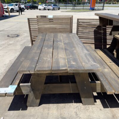 NEW OUTDOOR PINE PICNIC TABLE 1500MM, STAINED JAPAN BLACK NEW OUTDOOR PINE PICNIC TABLE 1500MM, STAINED JAPAN BLACK