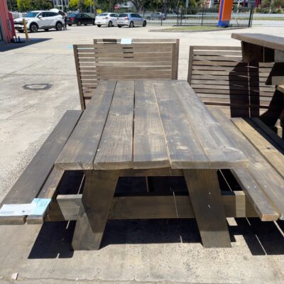 NEW OUTDOOR PINE PICNIC TABLE 1500MM, STAINED JAPAN BLACK NEW OUTDOOR PINE PICNIC TABLE 1500MM, STAINED JAPAN BLACK