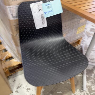 BLACK PATTERNED ACRYLIC DINING CHAIR, SOLD AS IS