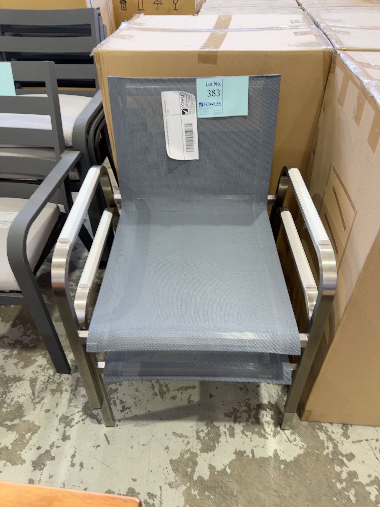 S/STEEL FRAMED OUTDOOR CHAIR, SOLD AS IS S/STEEL FRAMED OUTDOOR CHAIR, SOLD AS IS