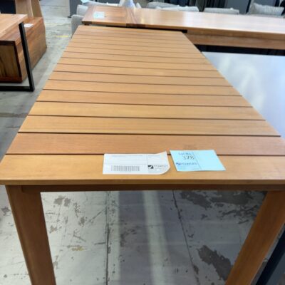 TIMBER OUTDOOR SLAT DINING TABLE 2115MM X 950MM, SOLD AS IS