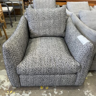 EX STAGING, BLACK & WHITE BOUCLE ARMCHAIR, SOLD AS IS EX STAGING, BLACK & WHITE BOUCLE ARMCHAIR, SOLD AS IS