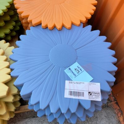 EX EVENT HIRE - ACRYLIC FLOWER TABLE TOP ONLY - BLUE,  SOLD AS IS