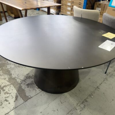 EX EVENT HIRE - DESIGNER SERRALUNGA MADE IN ITALY ROUND 1390MM DINING TABLE - GUNMETAL LAQUER FINISH $6000 RETAIL, SOLD AS IS