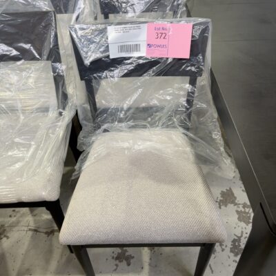 EX DISPLAY KENNEDY BLACK OAK VENEER DINING CHAIRS, WITH GREY UPHOLSTERED SEAT BASE, SOLD AS IS EX DISPLAY KENNEDY BLACK OAK VENEER DINING CHAIRS, WITH GREY UPHOLSTERED SEAT BASE, SOLD AS IS