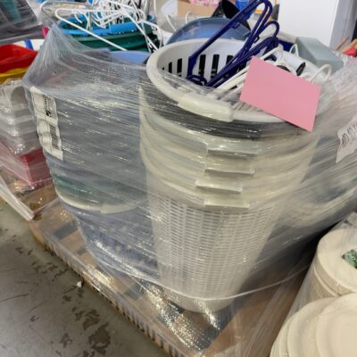 PALLET OF ASSORTED LAUNDRY BASKETS AND HANGERS SOLD AS IS PALLET OF ASSORTED LAUNDRY BASKETS AND HANGERS SOLD AS IS