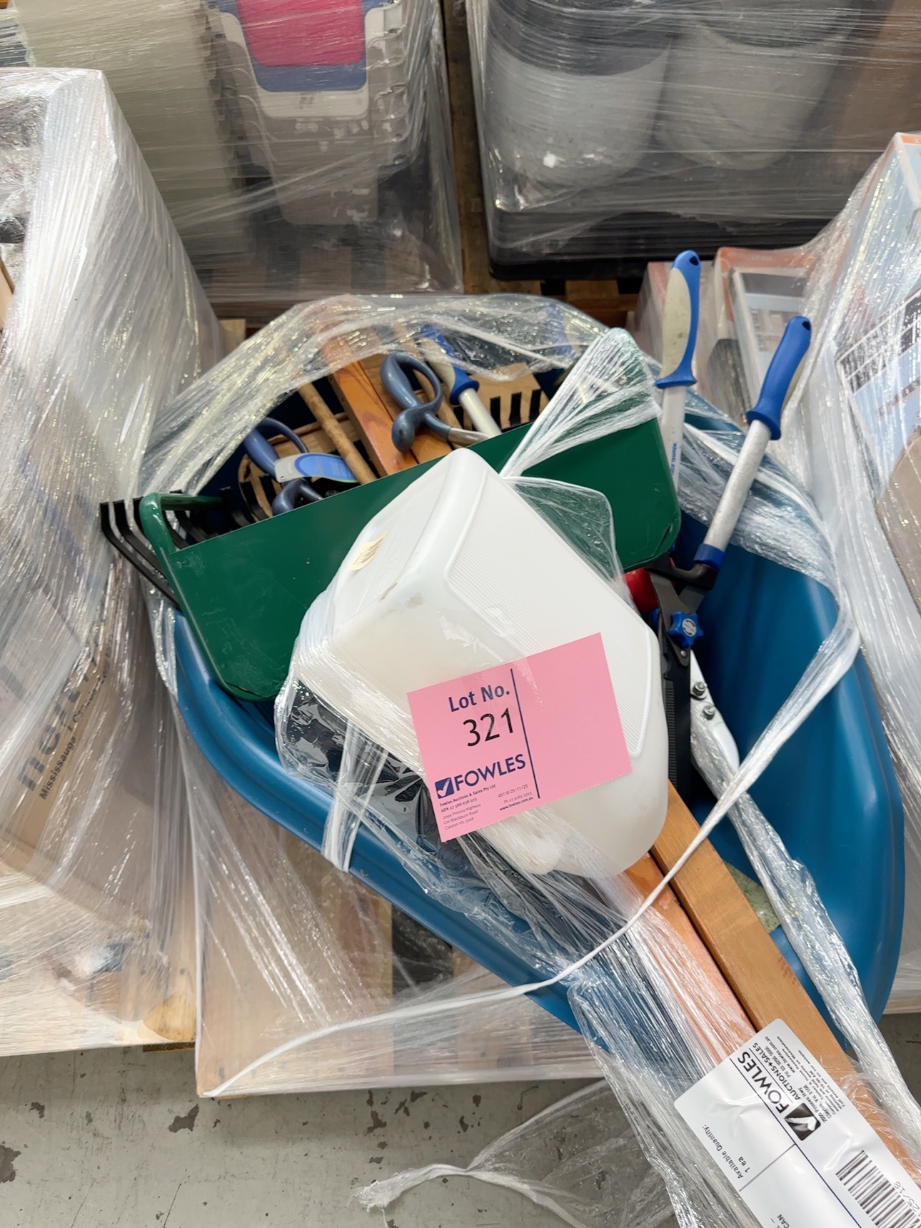 PALLET OF ASSORTED GARDENING PACK - WHEELBARROW, RAKES & WATERING CAN SOLD AS IS PALLET OF ASSORTED GARDENING PACK - WHEELBARROW, RAKES & WATERING CAN SOLD AS IS