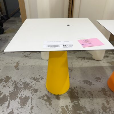 EX HIRE HOPLA CAFE TABLE, YELLOW ACRYLIC BASE SOLD AS IS EX HIRE HOPLA CAFE TABLE, YELLOW ACRYLIC BASE SOLD AS IS
