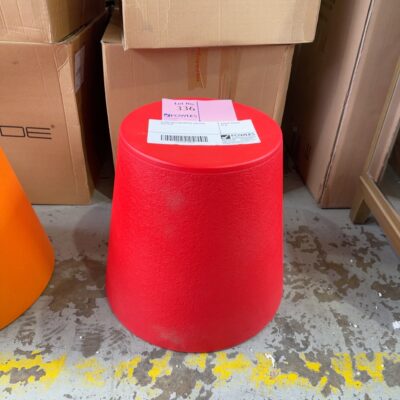 EX HIRE HOPLA RED ACRYLIC LOW STOOL, SOLD AS IS EX HIRE HOPLA RED ACRYLIC LOW STOOL, SOLD AS IS