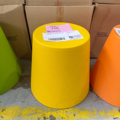 EX HIRE HOPLA YELLOW ACRYLIC LOW STOOL, SOLD AS IS EX HIRE HOPLA YELLOW ACRYLIC LOW STOOL, SOLD AS IS