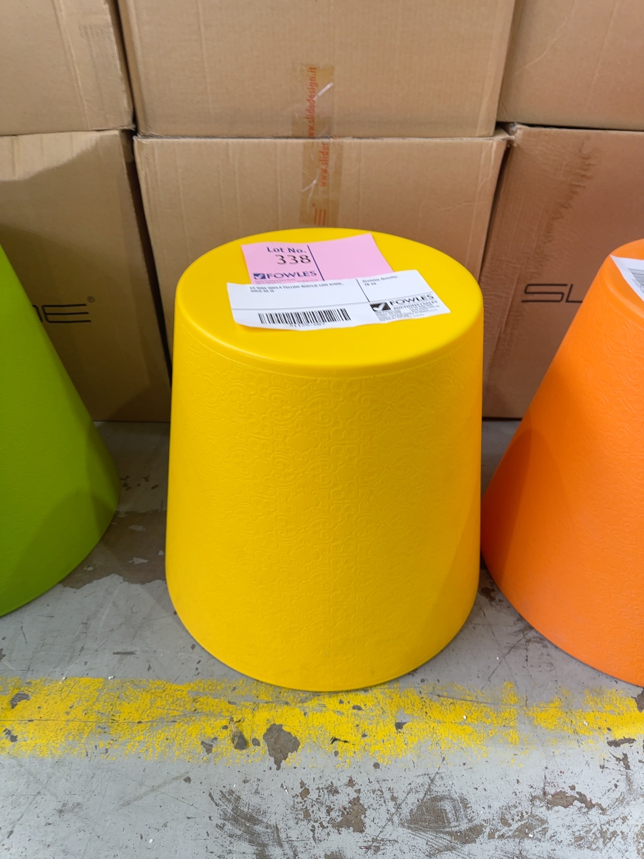 EX HIRE HOPLA YELLOW ACRYLIC LOW STOOL, SOLD AS IS EX HIRE HOPLA YELLOW ACRYLIC LOW STOOL, SOLD AS IS