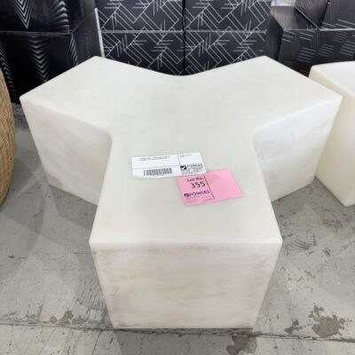 EX EVENT HIRE - WHITE ACRYLIC ANGLED OTTOMAN, CAN LIGHT UP, SOLD AS IS EX EVENT HIRE - WHITE ACRYLIC ANGLED OTTOMAN, CAN LIGHT UP, SOLD AS IS