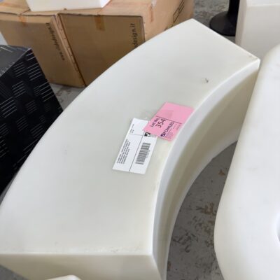 EX EVENT HIRE - WHITE ACRYLIC CURVED OTTOMAN SEATING, CAN BE FORMED TO CREATE SNAKE LIKE SEATING, CAN BE ILLUMINATED, SOLD AS IS