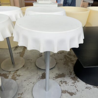 EX EVENT HIRE - FIZZ BOTTLE TOP BAR TABLES, WHITE ACRYLIC, SOLD AS IS EX EVENT HIRE - FIZZ BOTTLE TOP BAR TABLES, WHITE ACRYLIC, SOLD AS IS