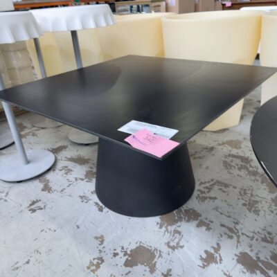 EX EVENT HIRE - DESIGNER SERRALUNGA MADE IN ITALY SQUARE 1190MM DINING TABLE - BLACK HPL TOP WITH POLYETHERINE BLACK TABLE BASE SOLD AS IS EX EVENT HIRE - DESIGNER SERRALUNGA MADE IN ITALY SQUARE 1190MM DINING TABLE - BLACK HPL TOP WITH POLYETHERINE BLACK TABLE BASE SOLD AS IS