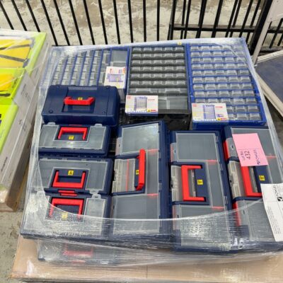 PALLET OF PROFIPLUS METAL STORAGE ORGANISERS, PLASTIC STORAGE ORGANISERS, SMALL & LARGE PLASTIC TOOL BOXES, SOLD AS IS MD-10-23-028