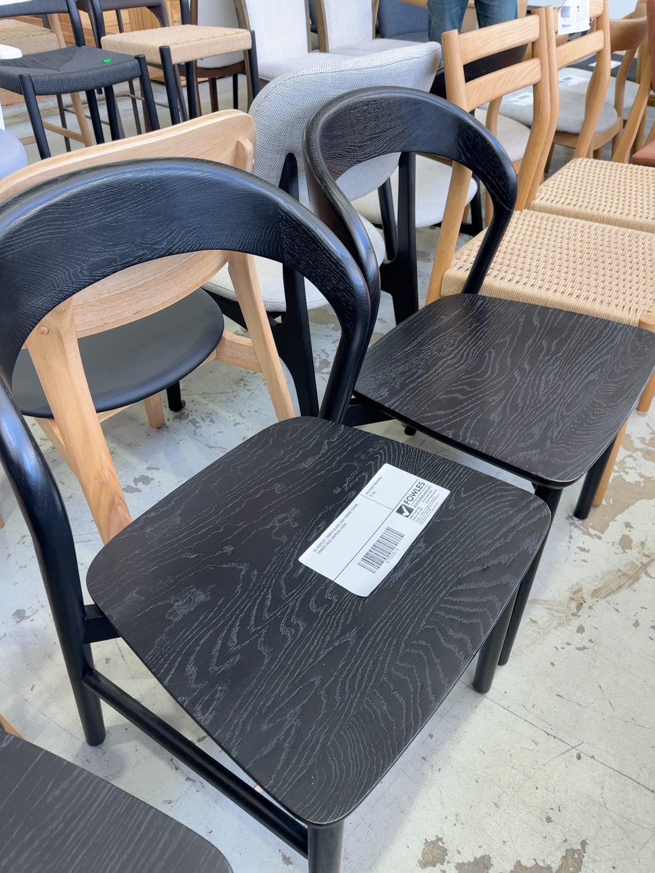 EX DISPLAY TEMPO BLACK OAK DINING CHAIR, TIMBER SEAT RRP$549 EACH EX DISPLAY TEMPO BLACK OAK DINING CHAIR, TIMBER SEAT RRP$549 EACH