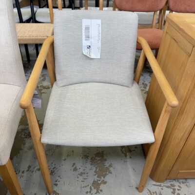 SAMPLE - ASTON DINING CHAIR, OAK NATURAL SILVER SAGE FABRIC SEAT, SOLD AS IS