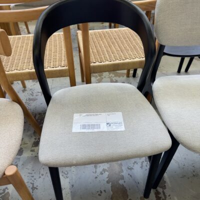 SAMPLE - TEMPO BLACK OAK DINING CHAIR WITH SILVER FABRIC SEAT SOLD AS IS