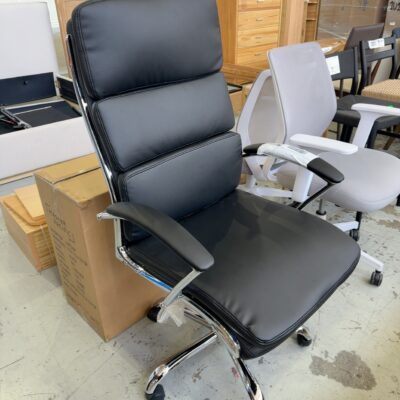 NEW HIGH BACK OFFICE CHAIR, BLACK & CHROME BASE 23011