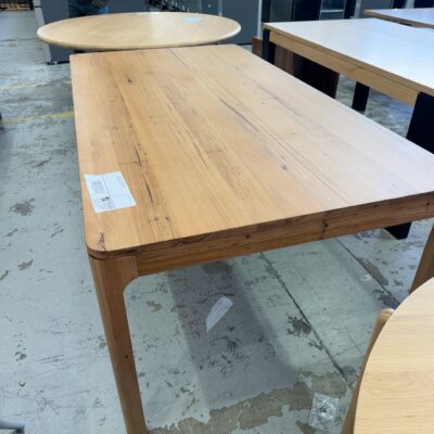 EX DISPLAY ALESSA 2000MM WORMY CHESTNUT DINING TABLE, SOLD AS IS