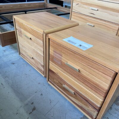 EX DISPLAY MILA MESSMATE TIMBER BEDSIDE TABLE, SOLD AS IS