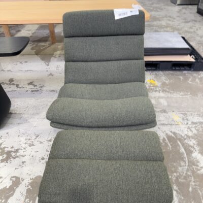 EX DISPLAY MILLER OCCASIONAL CHAIR & OTTOMAN, EVERGREEN FABRIC, SOLD AS IS