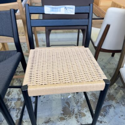 SAMPLE - LORNA BLACK OAK BAR STOOL, NATURAL ROPE, SOLD AS IS SAMPLE - LORNA BLACK OAK BAR STOOL, NATURAL ROPE, SOLD AS IS