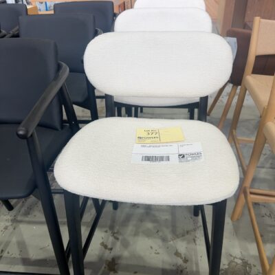 SAMPLE - ARLO BLACK OAK BARSTOOL WITH SILVER FABRIC, SOLD AS IS