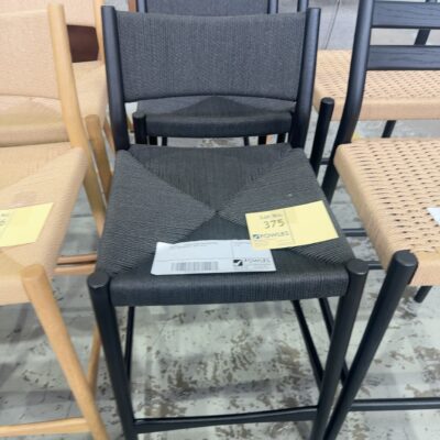 SAMPLE - ARROW BLACK OAK BARSTOOL WITH WOVEN ROPE, SOLD AS IS