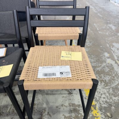 SAMPLE - LORNA BLACK OAK & NATURAL ROPE BAR STOOL, SOLD AS IS