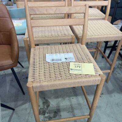 SAMPLE - LORNA NATURAL OAK & NATURAL ROPE BAR STOOL, SOLD AS IS