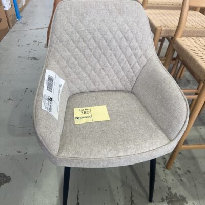 SAMPLE - NOLAN ARMCHAIR, HARLEQUIN SAND BLACK METAL LEGS, SOLD AS IS SAMPLE - NOLAN ARMCHAIR, HARLEQUIN SAND BLACK METAL LEGS, SOLD AS IS