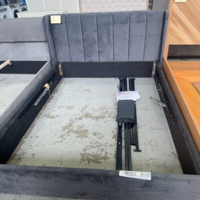 SAMPLE - AUBREY QUEEN BEDFRAME, DARK GREY, SOLD AS IS