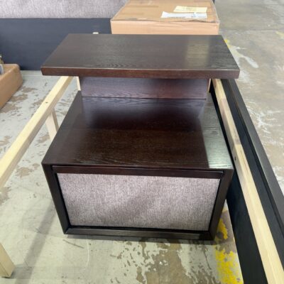 SAMPLE - NAOMI WENGE CHOCOLATE BEDSIDE TABLE, SOLD AS IS SAMPLE - NAOMI WENGE CHOCOLATE BEDSIDE TABLE, SOLD AS IS