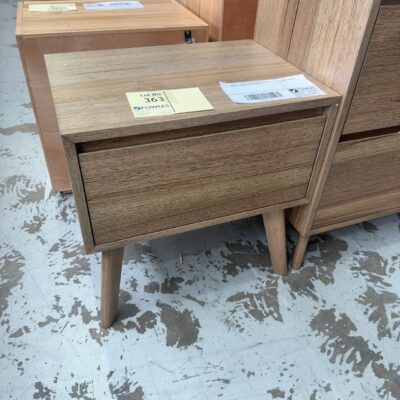 SAMPLE - VOGUE TASMANIAN OAK, SMOKE STAIN, BEDSIDE TABLE, SOLD AS IS