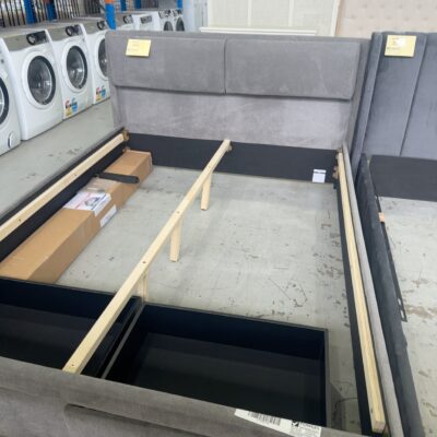 SAMPLE - WILSON QUEEN BEDFRAME, DUSK FABRIC, DRAWER BASE, SOLD AS IS SAMPLE - WILSON QUEEN BEDFRAME, DUSK FABRIC, DRAWER BASE, SOLD AS IS